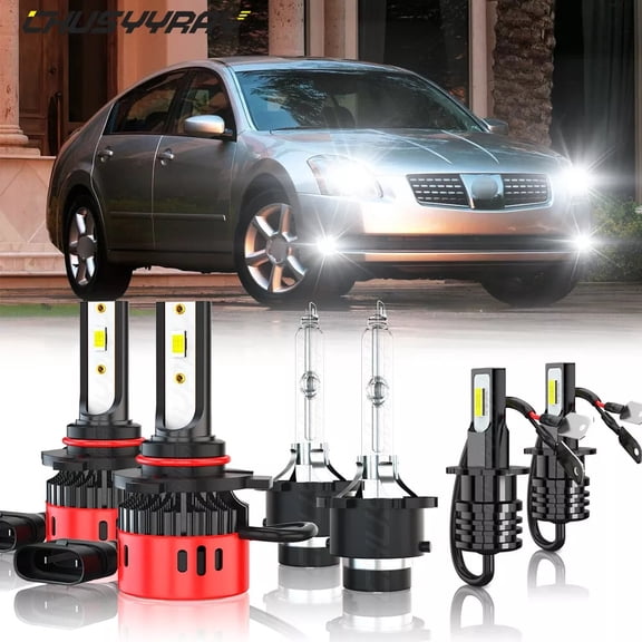 For Nissan Maxima 2004 2005 2006 LED HID Headlight High Low Beam Fog Light Bulbs Kit 6000K White 6x