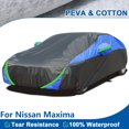 thumbnail image 1 of FANOTEK Fit for Nissan Maxima Car Cover Waterproof Upgraded PEVA+Cotton Sedan Full Car Cover Snow Rain UV Dust Frost Protection All Weather Black Blue, 1 of 13