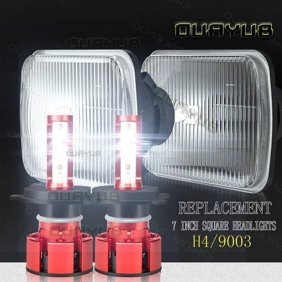 For Nissan Mitsubishi Mighty Max 5x7'' 7x6''LED Crystal Clear Glass Lens Headlight Set