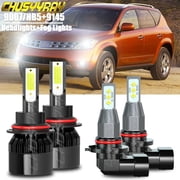 For Nissan Murano 2003-2006 Combo 4X LED Headlight High/Low Beam+Fog Light Bulbs