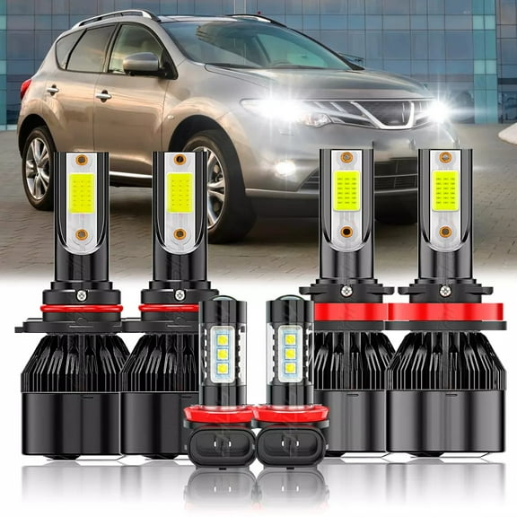 For Nissan Murano 2009 2010 2011 2012 2013 2014 - LED Headlight Hi-Lo Beam Fog Light Bulbs 6000K White 6x