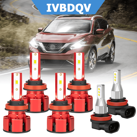 For Nissan Murano 2015-2018 LED Headlights Combo 6X H11 High Low Beam+Fog Light Bulbs Kit 6000K White