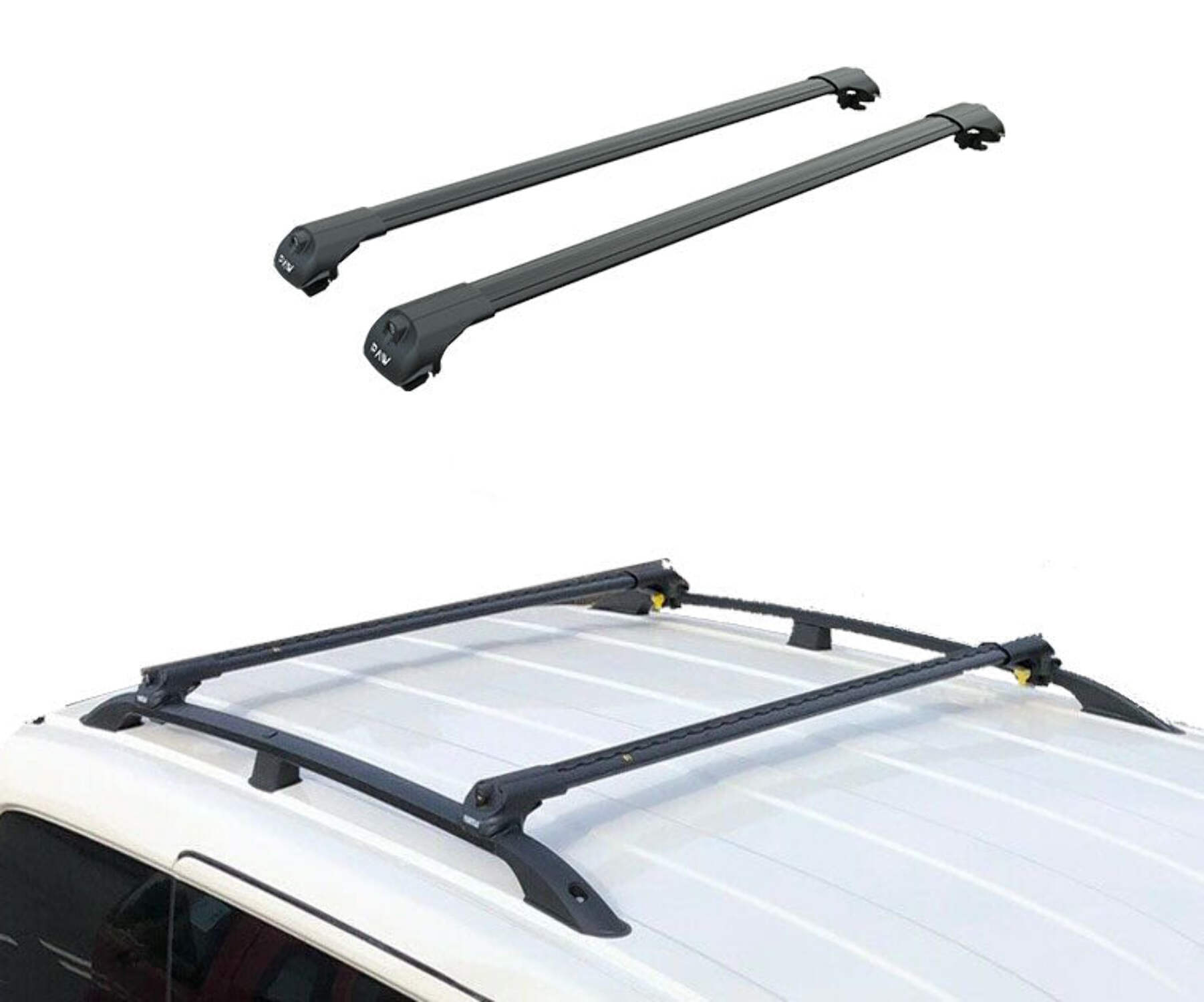 For Nissan NV200 Roof Rails and Roof Rack Cross Bars Plus Black Color