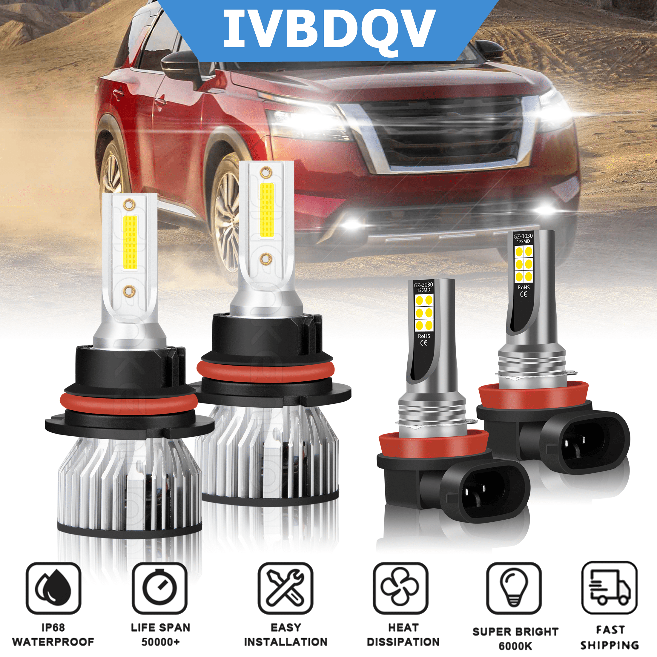 Pathfinder Led Kit For Nissan Pathfinder 2005-2012 LED Headlights Combo 9007 High/Low Beam ...