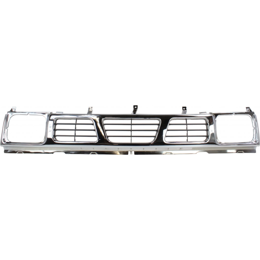For Nissan Pick Up Grille Assembly 1995 1996 1997 | Chrome Shell / Gray Insert | Plastic | NI1200116 | 6231055G10