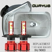 For Nissan Pickup Hardbody D21 5x7 7x6 LED Crystal Clear Glass Lens Headlight Set