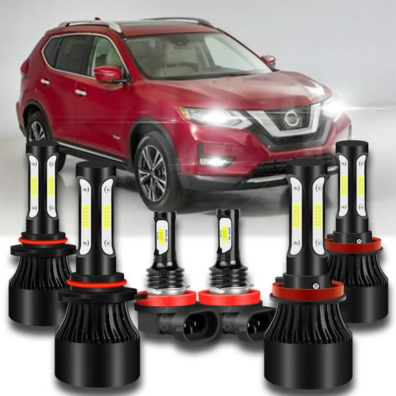 For Nissan Rogue 2008 - 2013 6000K LED Headlight High&Low+Fog Light Bulbs Combo