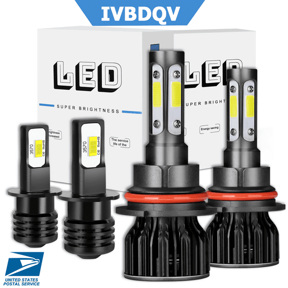 For Nissan Sentra 1995-2003 LED Headlight Bulbs 9007 High/Low+ H3 Fog Light 6000K White 4pcs
