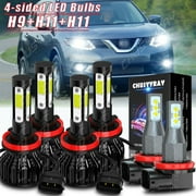For Nissan Sentra 2013-2015 2016-2019 LED Headlight Bulbs High Low+Fog Light Kit
