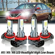 For Nissan Sentra 2013-2018 2019 LED Headlight High Low Beam Bulbs Kit 6000K White 4 Pack