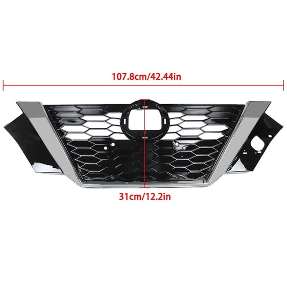 For Nissan Sentra 2020-2021 Front Bumper Upper Grille Grill Black Chrome Plastic