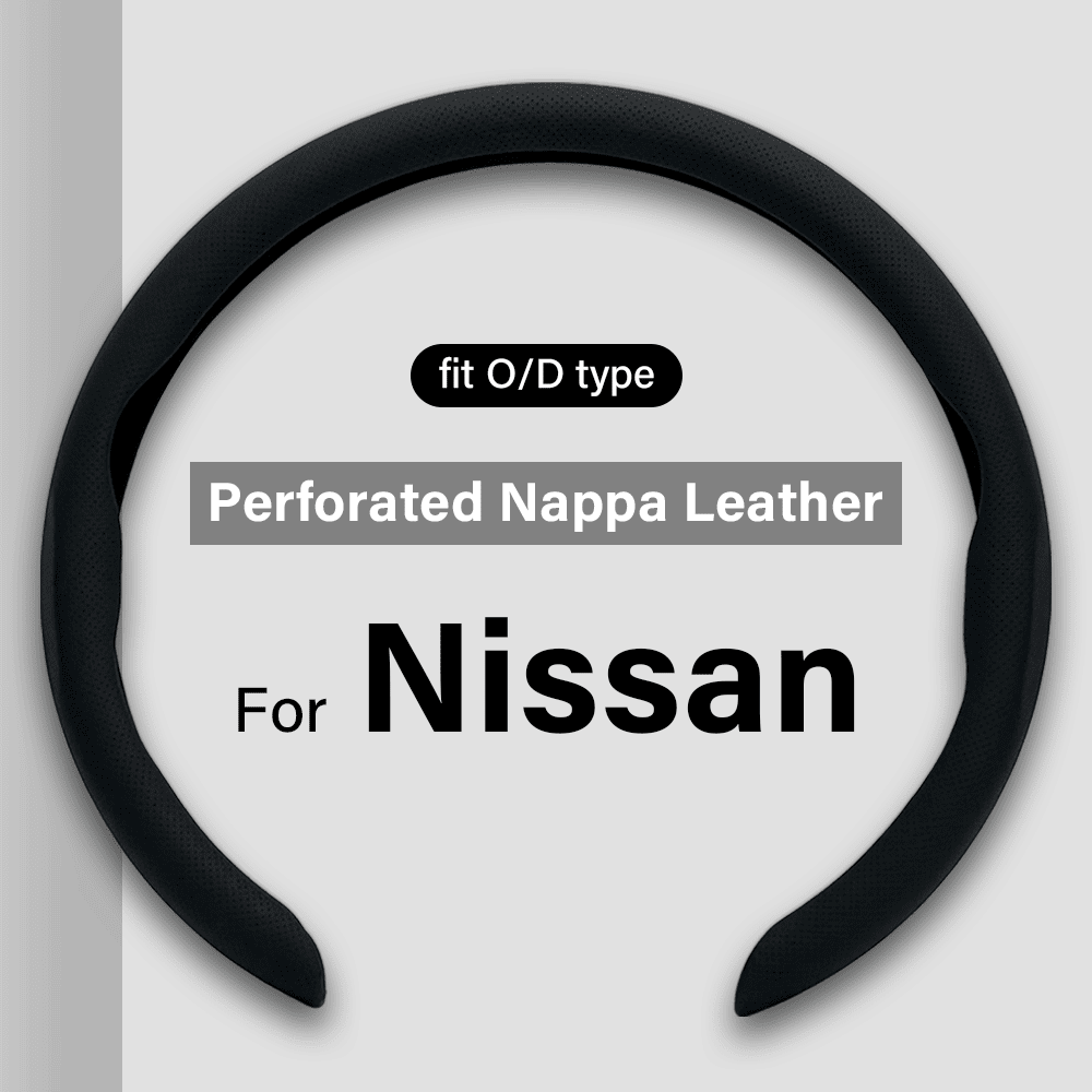 For Nissan Ultra-thin Nappa Leather Steering Wheel Cover, Clip on Breathable and Anti-Slip Design, Black Car Accessories Fit for 14.5”-15”