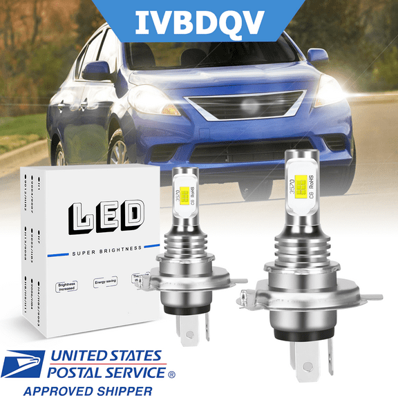 For Nissan Versa 2007-2019 LED Headlight Bulb H4 High/Low Beam 2Pcs 6500K Super Bright White