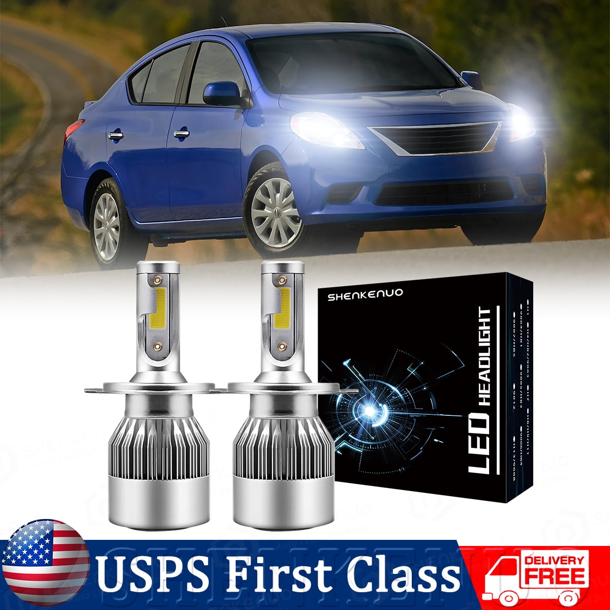 For Nissan Versa 2007-2019 LED Headlight H4 Bulb High/Low Dual Beam White 2pcs