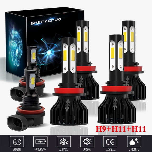 For Nissan Versa 2020 2021 Headlights,H9 H11 High and Low Beam Bulbs H11 Fog lights 6pcs