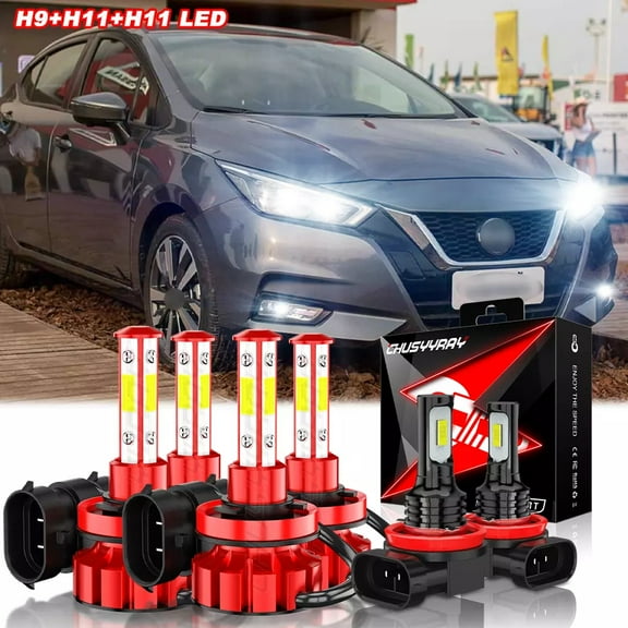 For Nissan Versa 2021 2022 - LED Headlight High Low Beam Fog Light Bulbs Kit 6000K White Qty 6