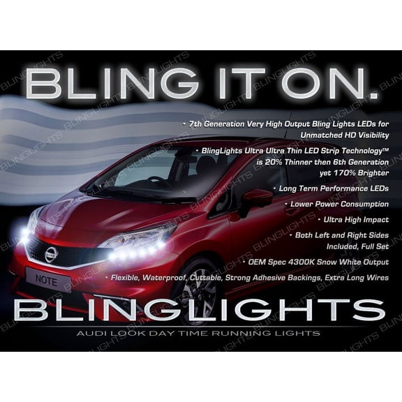 For Nissan Versa Note C12 LED DRL Head Light Strips Day Time Running Lamps
