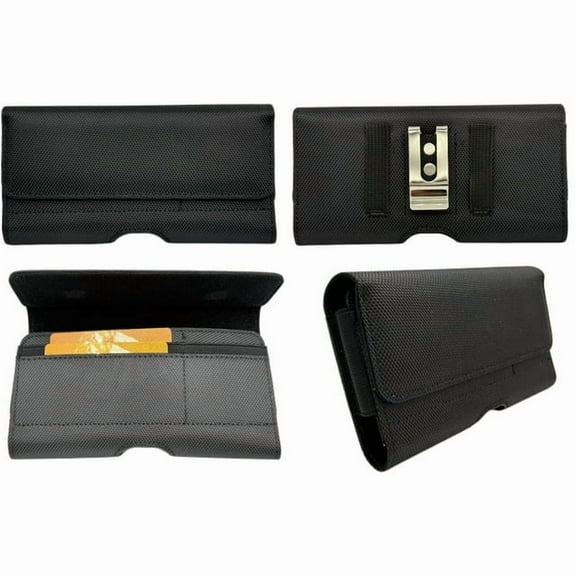 For Nokia C100 N152DL Belt Clip Credit Card 7.0 Black Pouch Case Phone Cover - (Nylon Large)