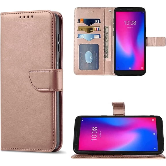 For Nokia C100 (N152DL) Wallet Pouch Cover Cell Phone Case - Rose Gold