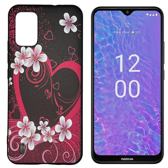 For Nokia C210 TPU Flexible Skin Cover Cellphone Case - Pink Heart