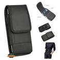 thumbnail image 1 of For Nokia C300 N155DL / Nokia G310 5G / Nokia G42 Universal Vertical Nylon Pouch Cell Phone Case Holster with 2 Credit Card Slot, Belt Clip Loop, Velcro closure Cover - Black, 1 of 8