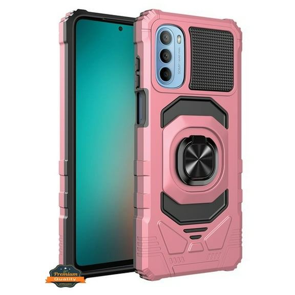 For Nokia G100 Hybrid Magnetic Car Mount Ring Kickstand Stand Holder Full-Body Armor Protective [Military Grade] Phone Case Cover by Xpression - Rose Gold