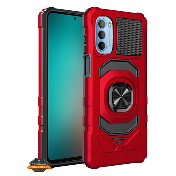 For Nokia G100 Hybrid Magnetic Car Mount Ring Kickstand Stand Holder Full-Body Armor Protective [Military Grade] Phone Case Cover by Xpression - Red