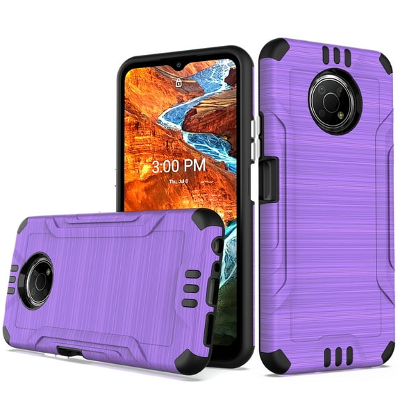 For Nokia G300 Strong Tough Metallic Design Hybrid - Dark Purple