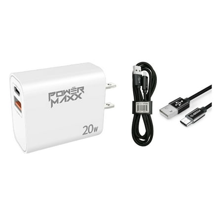 For Nokia HMD Vibe N159V 20W Fast Home Wall Travel Charger + 3FT USB A to C USB Cable
