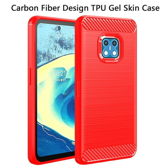 For Nokia XR20 Carbon Fiber Design TPU Gel Skin Case Cover - Red