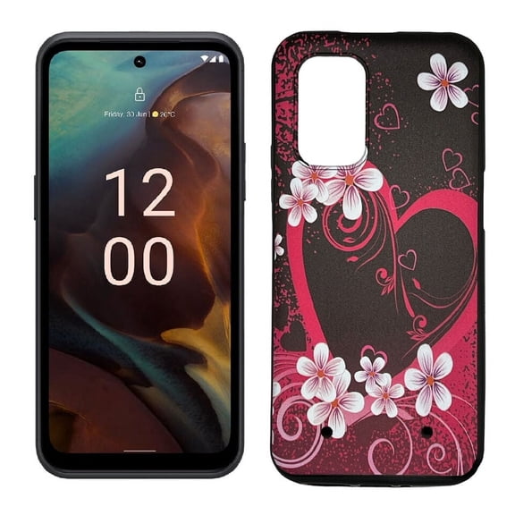 For Nokia XR21 TPU Flexible Skin Cover Cellphone Case - Pink Heart