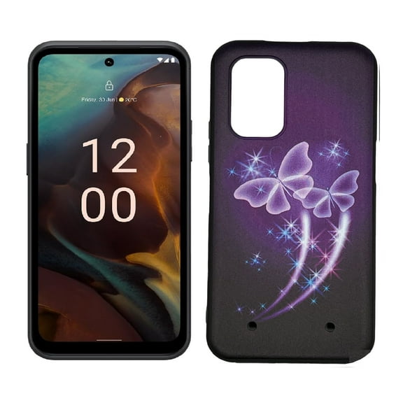 For Nokia XR21 TPU Flexible Skin Cover Cellphone Case - Purple Butterfly