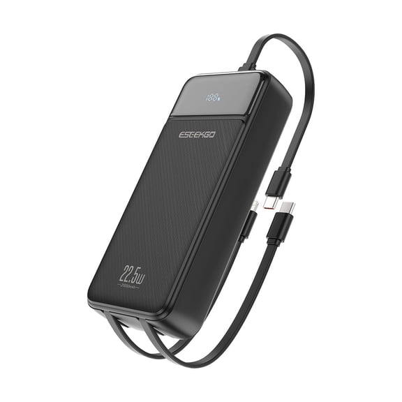 For Nothing Phone (4a) Pro 20W 20000mAh PD Portable Power Bank With Built-in Cables Type C and 8 Pin with Detachable Type C