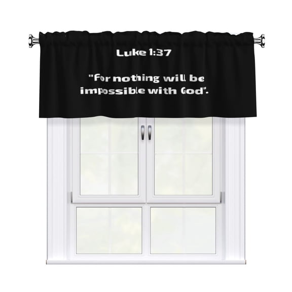 For Nothing Will Be Impossible With God. Window Curtain Valance, Decorative Rod Pocket Kitchen Curtain 54 X 18 Inch