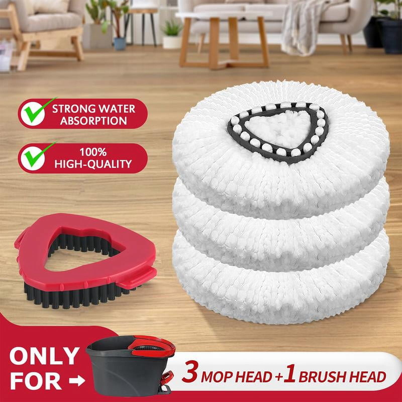 Mop Vervangen Hoofden, Compatibel met O Cedar EasyWring Microfiber Spin Mop Refill, 6 Mop Vullingen Vervangende Koppen, 30-58 Mop Handvat en 1 Mop Base Combo Set (Blauw (2-Tank Systeem) (2