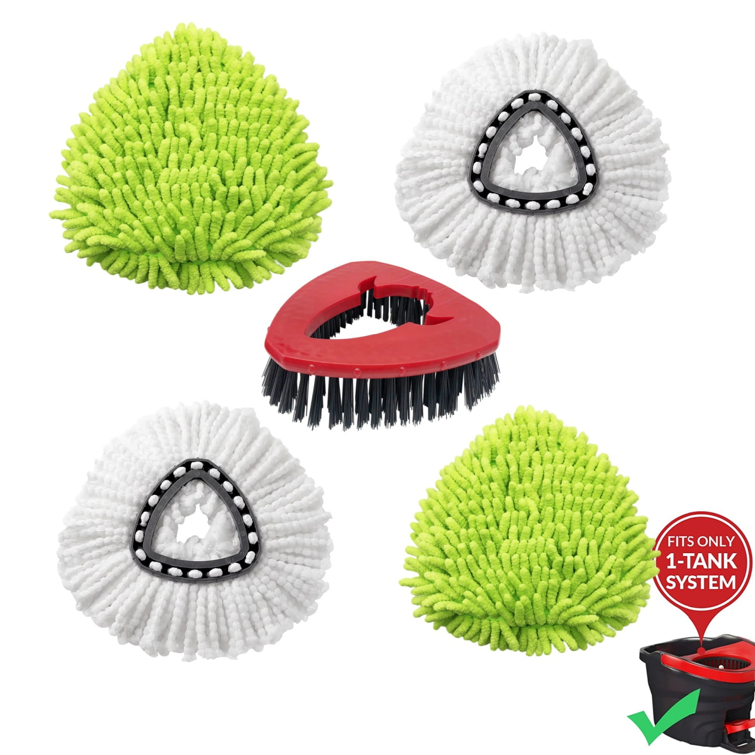 For O Cedar Spin Mop Refill With Floor Scrubber & Chenille Duster, 5