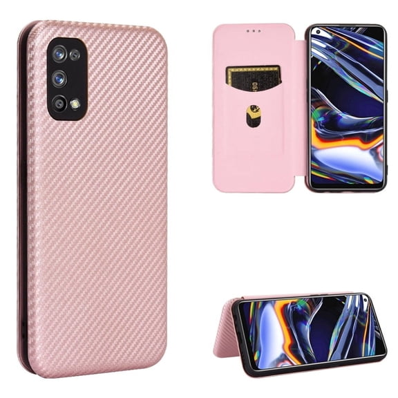 For OPPO Realme 7 Pro Carbon Fiber Texture Horizontal Flip TPU + PC + PU Leather Case with Card