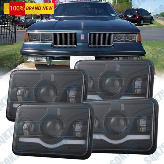 For Old smobile Cutlass Supreme 1976-1988 Newest 4PC 4x6inch LED Headlight HI-LO