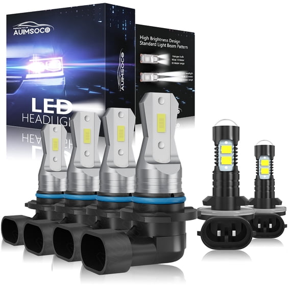 For Oldsmobile Alero 1999-2004 6000K Cool White LED Headlight KIT, LED Bulbs Combo 9005 9006 881, Super Bright 6000K Cool White