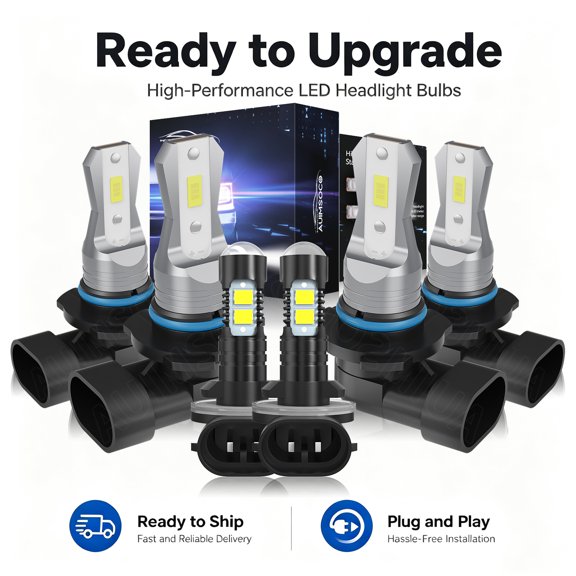 For Oldsmobile Delta 88 1990-1991 LED Headlight Combo Kit Bulbs Super Bright High Power Lamps
