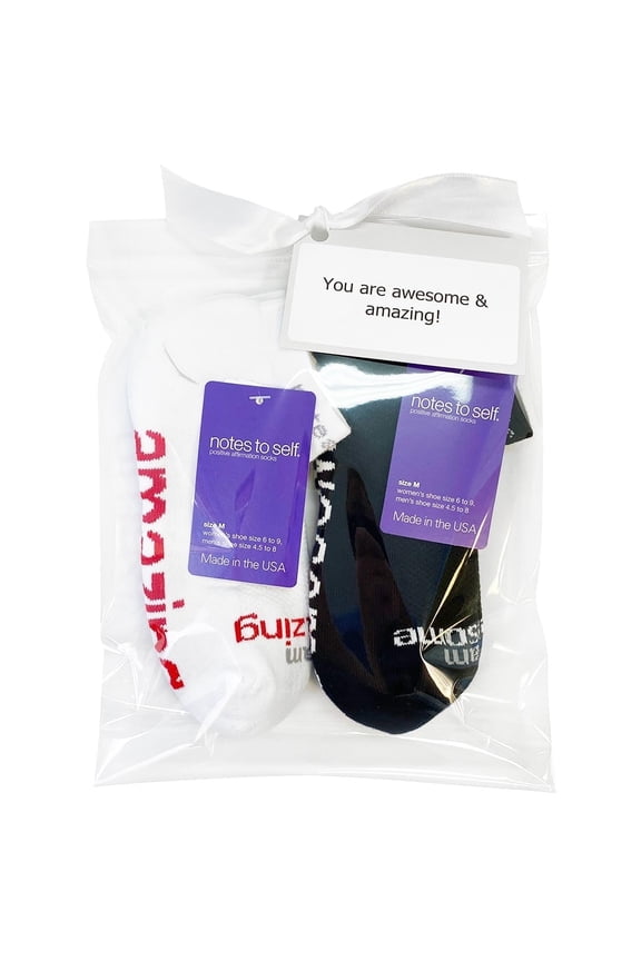 For One Who is Awesome and Amazing, 2 Pairs of Socks in Gift Bag