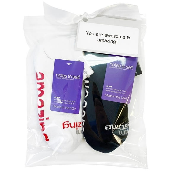 For One Who is Awesome and Amazing, 2 Pairs of Socks in Gift Bag