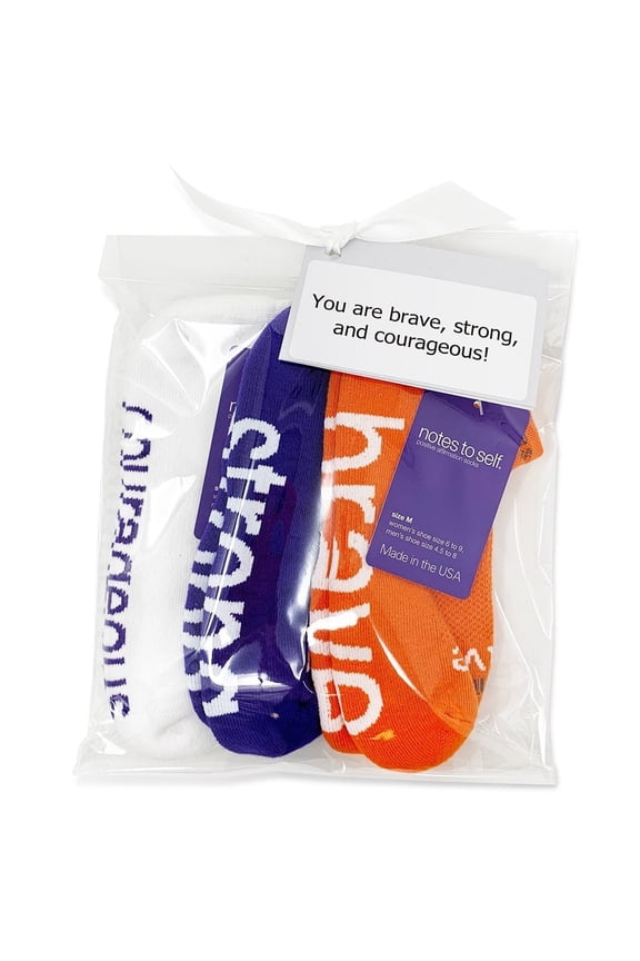 For One Who is Brave, Strong & Courageous, 3 Pairs of Socks in Gift Bag