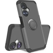 For OnePlus Nord N30 5G Tough Hybrid With Ring Stand + Tempered Glass - Charcoal Grey