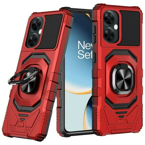 For OnePlus Nord N30 5G Robotic Ring Kickstand Cover Phone Case - Red