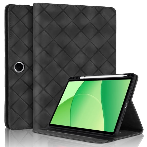 for OnePlus Pad Lite/Oppo Pad SE 11 inch Case, Rhombus Grid Pattern Multiple Viewing Angles Stand Slim Folio Cover (Black)