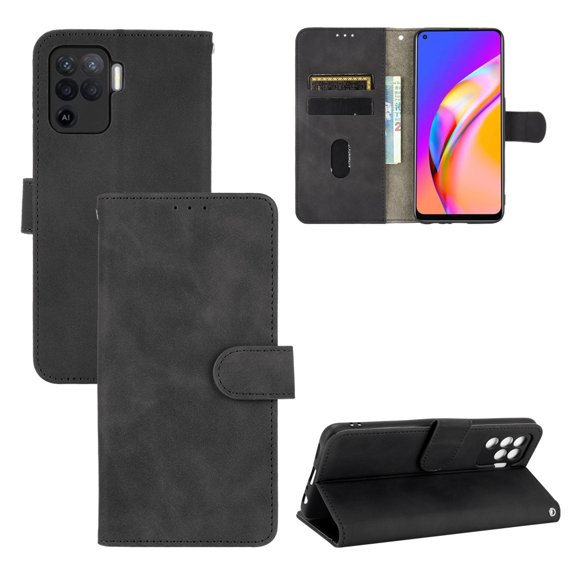 For Oppo A94 Solid Color Skin Feel Magnetic Buckle Horizontal Flip Calf Texture PU Leather Case &