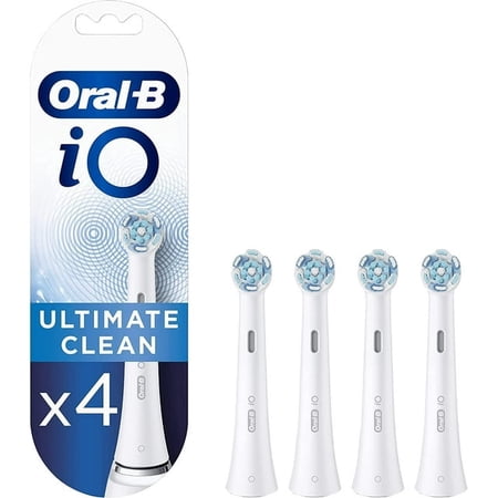 For Oral-B iO Series Ultimate Clean Electric Toothbrush Replacement Brush Heads for an Oral-B Electric Toothbrush, 4 count, White