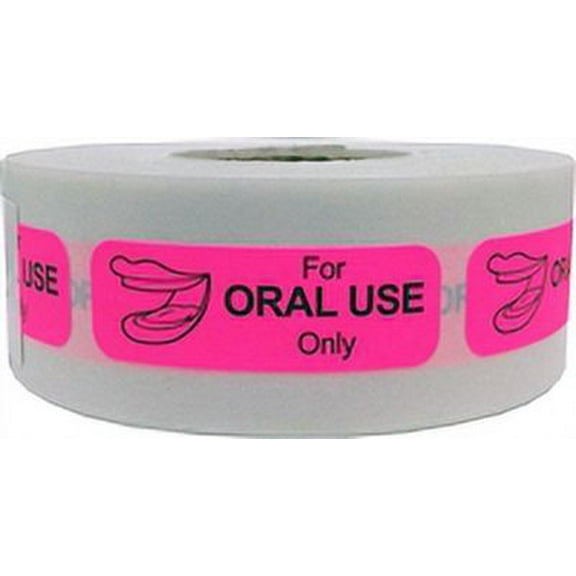"For Oral Use Only" Fluorescent Pink Pharmacy Warning Stickers | 0.5 x 1.5" inches - 500 Pack | InStockLabels.com