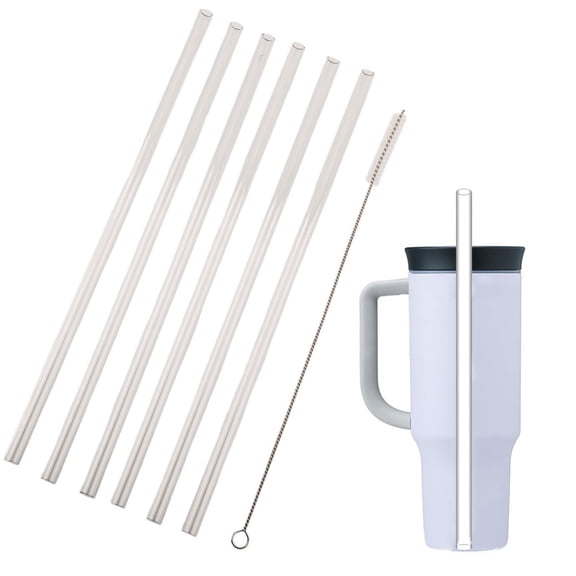 For Owala 40oz Tumbler Replacement Straws 6 Pack Transparent Tritan Material Drinking Cup Straw Set with Cleaning Brush for Kitchen Dining Bar